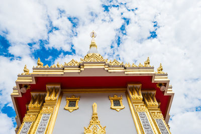 Low angle view of temple against building