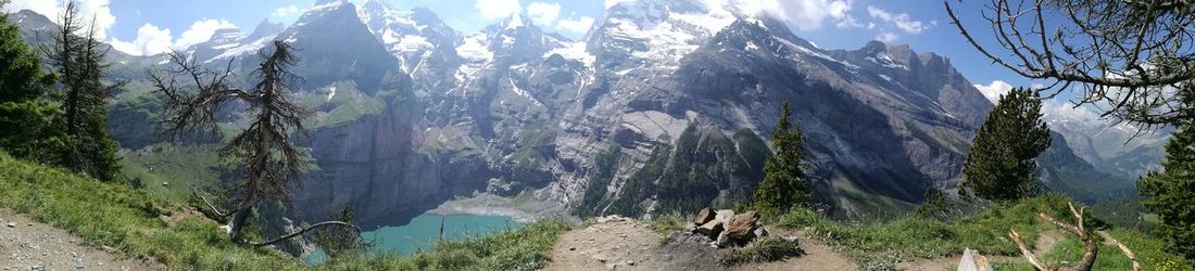 Scenic view of mountains against sky