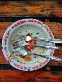 Directly above shot of food in plate on table