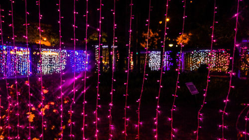 Full frame shot of illuminated christmas lights at night