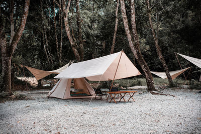 Tent on field