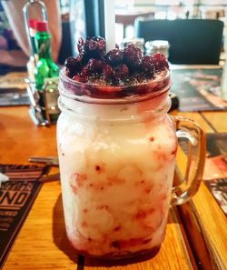 Close-up of drink in glass on table