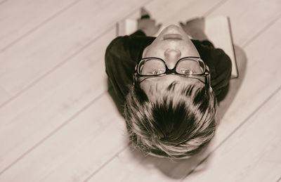 High angle view of eyeglasses