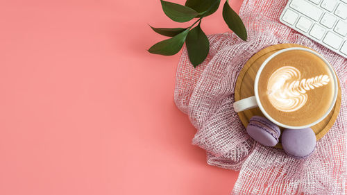 Close-up of coffee cup on table