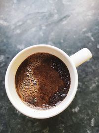 High angle view of coffee on table