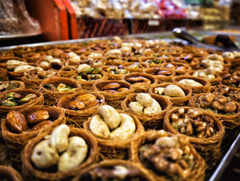 Close-up of onions for sale in market
