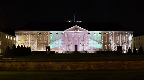 Illuminated building at night