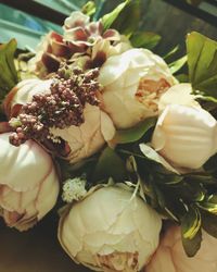 High angle view of rose bouquet