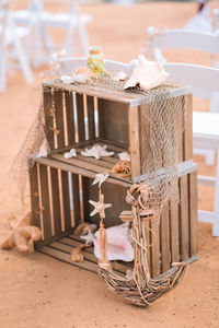Close-up of wedding setup
