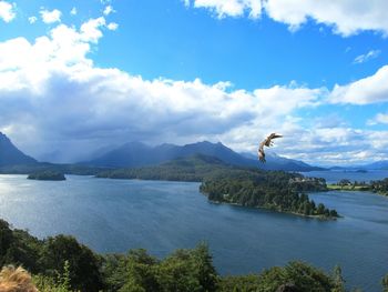 Lake by mountain