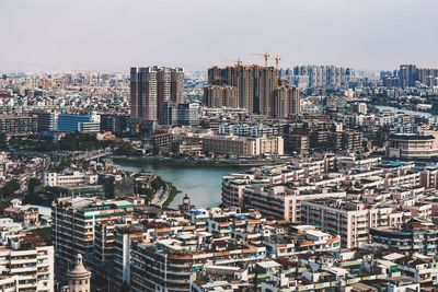 Aerial view of city at waterfront