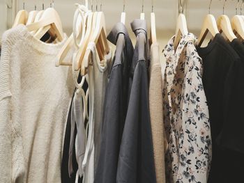 Panoramic view of clothes hanging at store