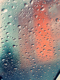 Full frame shot of raindrops on glass window