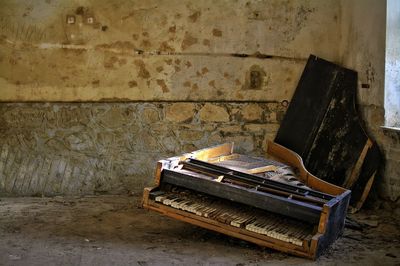 View of abandoned piano