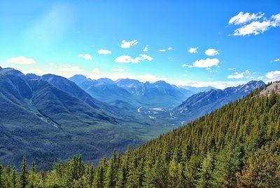 Scenic view of mountains against cloudy sky