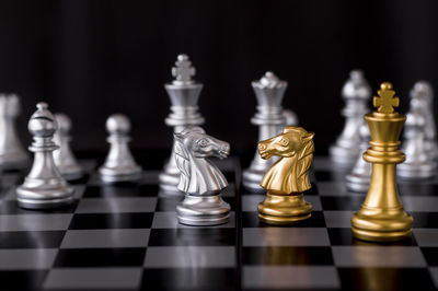 Close-up of chess pieces