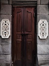 Closed door of old building