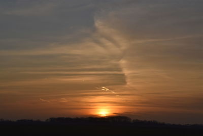 Scenic view of silhouette landscape against sky during sunset