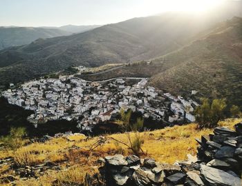Scenic view of mountains against sky