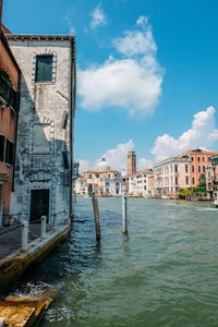 Canal passing through city buildings