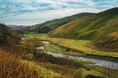 Scenic view of landscape against cloudy sky