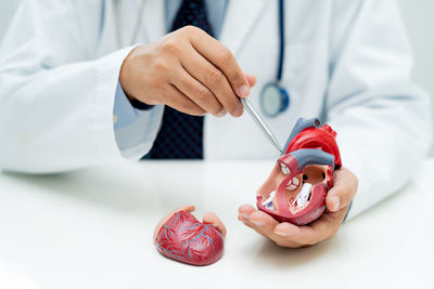 Midsection of dentist examining patient