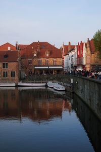 Reflection of buildings in water, brugge, belgium