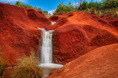 Scenic view of waterfall