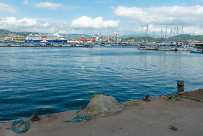 La spezia, italy, july 28, 2023. industrial port with celebrity edge cruise ship