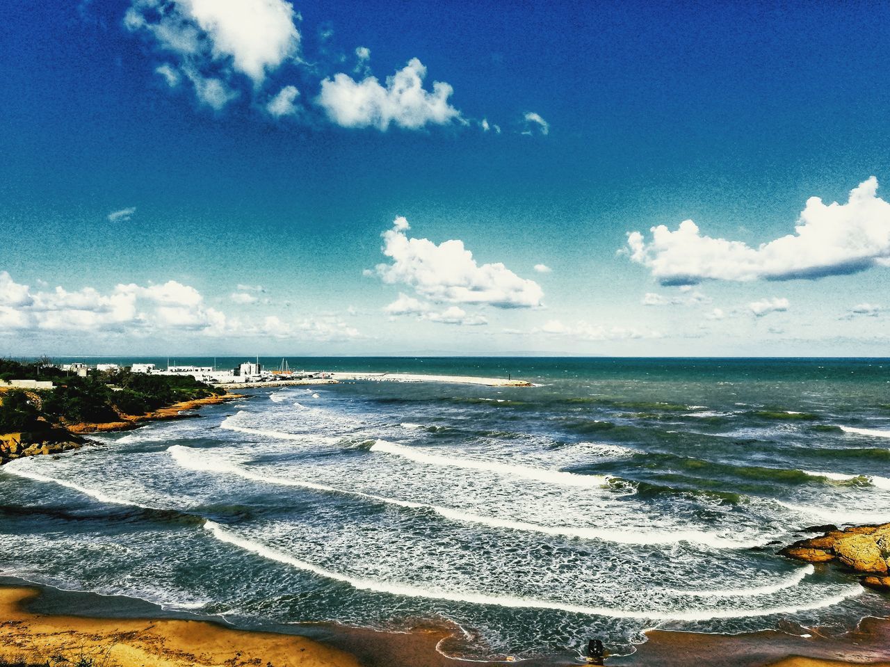 sea, sky, water, beauty in nature, wave, scenics, cloud - sky, horizon over water, beach, nature, tranquil scene, no people, tranquility, outdoors, day, blue