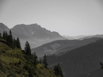 Scenic view of mountains against clear sky