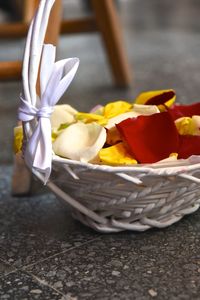 Close-up of flowers in basket