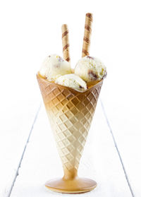 Close-up of ice cream on table