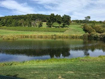 Scenic view of lake against sky