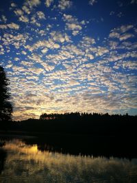 Scenic view of lake against sky at sunset