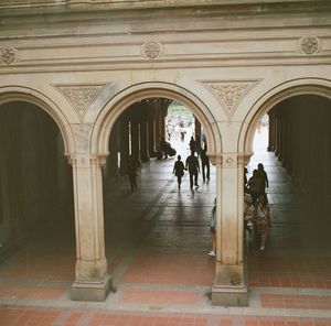 People at bethesda terrace and fountain in central park