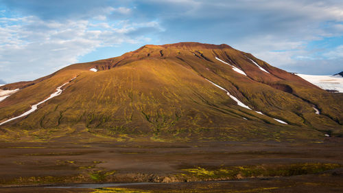 Scenic view of volcano mountain against sky