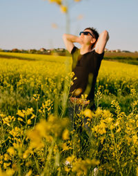 Scenic view of oilseed rape field