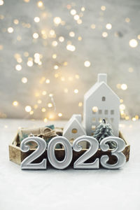 Close-up of toy blocks on table