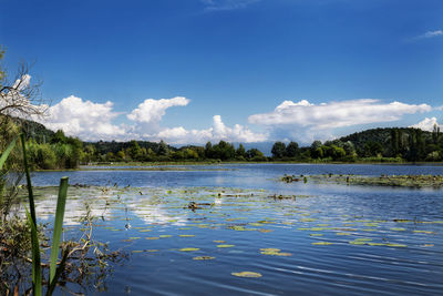 Scenic view of lake against sky