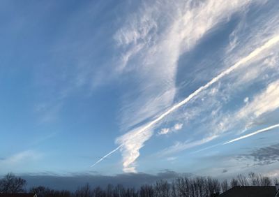 Low angle view of vapor trail in sky