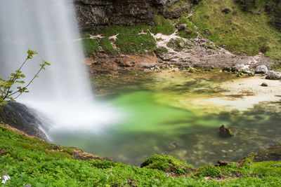 High angle view of waterfall