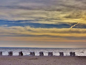 Scenic view of sea at sunset
