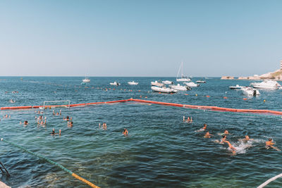 Scenic view of sea against clear sky