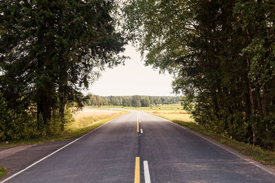 Empty road along trees