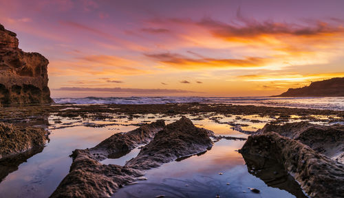 Scenic view of sea against sky during sunset