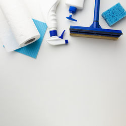 High angle view of pen on table against white background