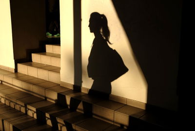 Shadow of woman on wall