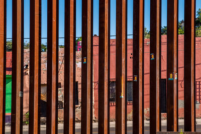 Close-up of multi colored built structure