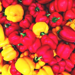 Full frame shot of bell peppers for sale in market